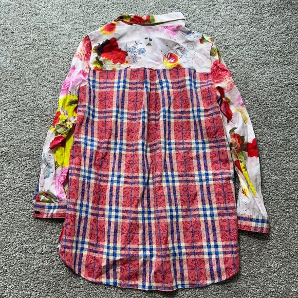 John Mark Womens Medium Floral Button-Up Shirt With Plaid Accents - Picture 9 of 12